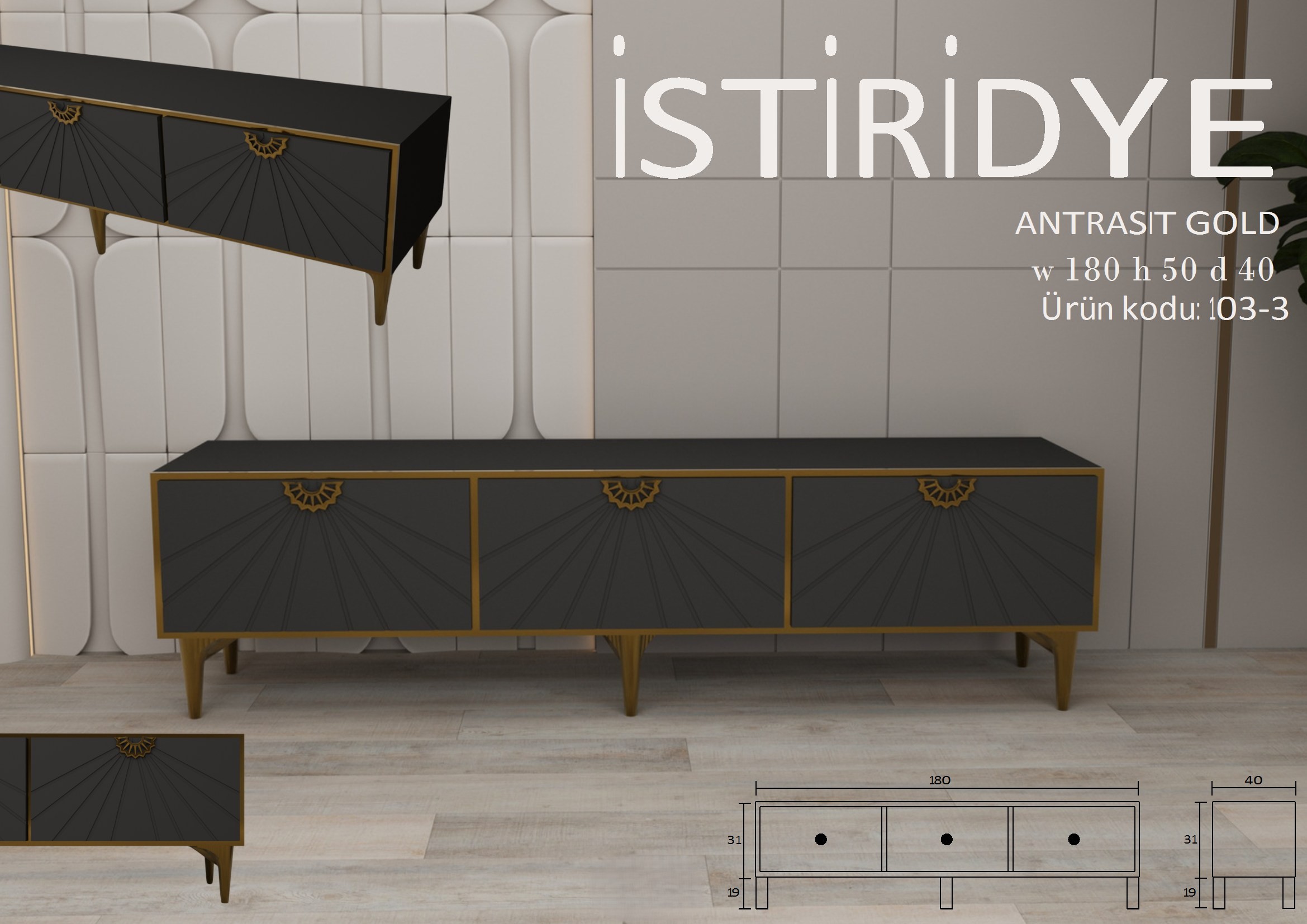 İstiridye Antrasit Gold Ünite Modeli