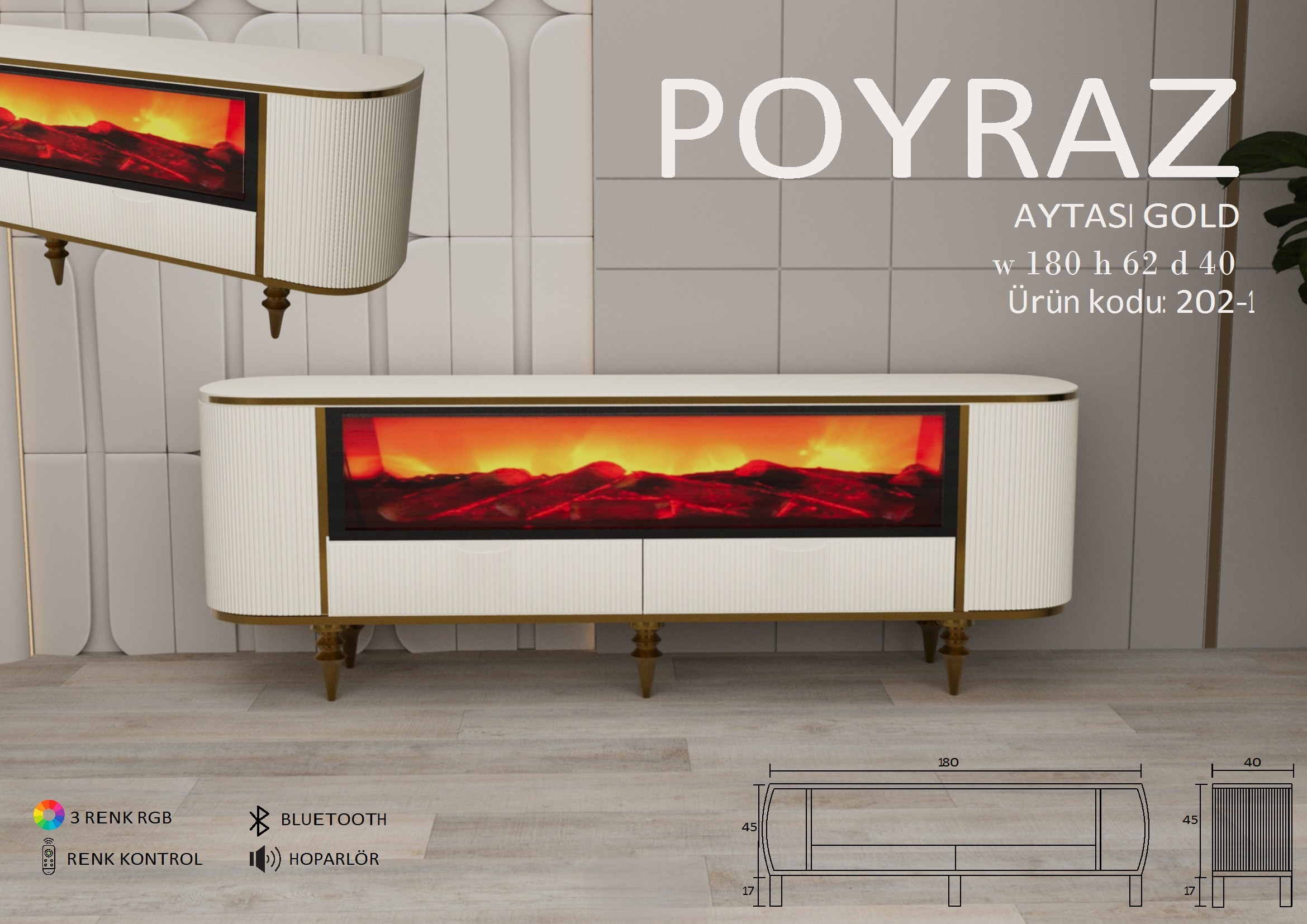 Poyraz Şömineli Gold Ünite Modeli