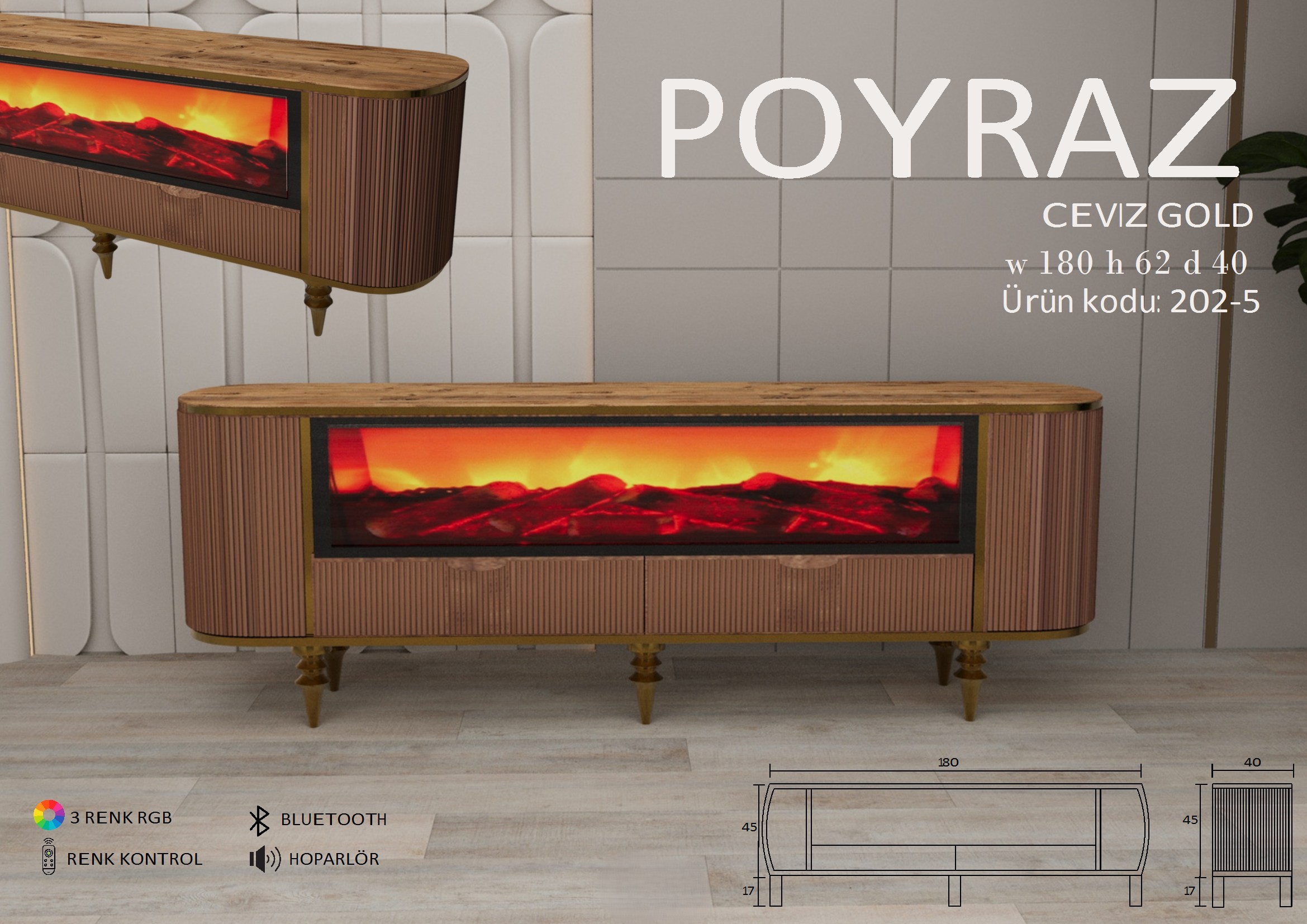 Poyraz Şömineli Ceviz Gold Ünite Modeli