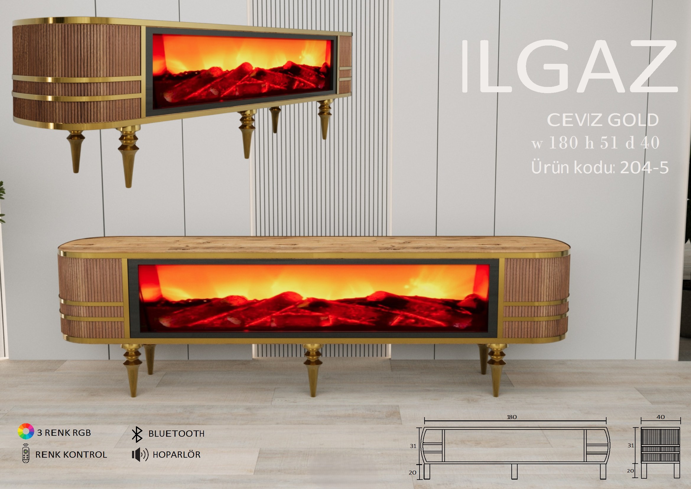 Ilgaz Şömineli Ceviz Gold Ünite Modeli