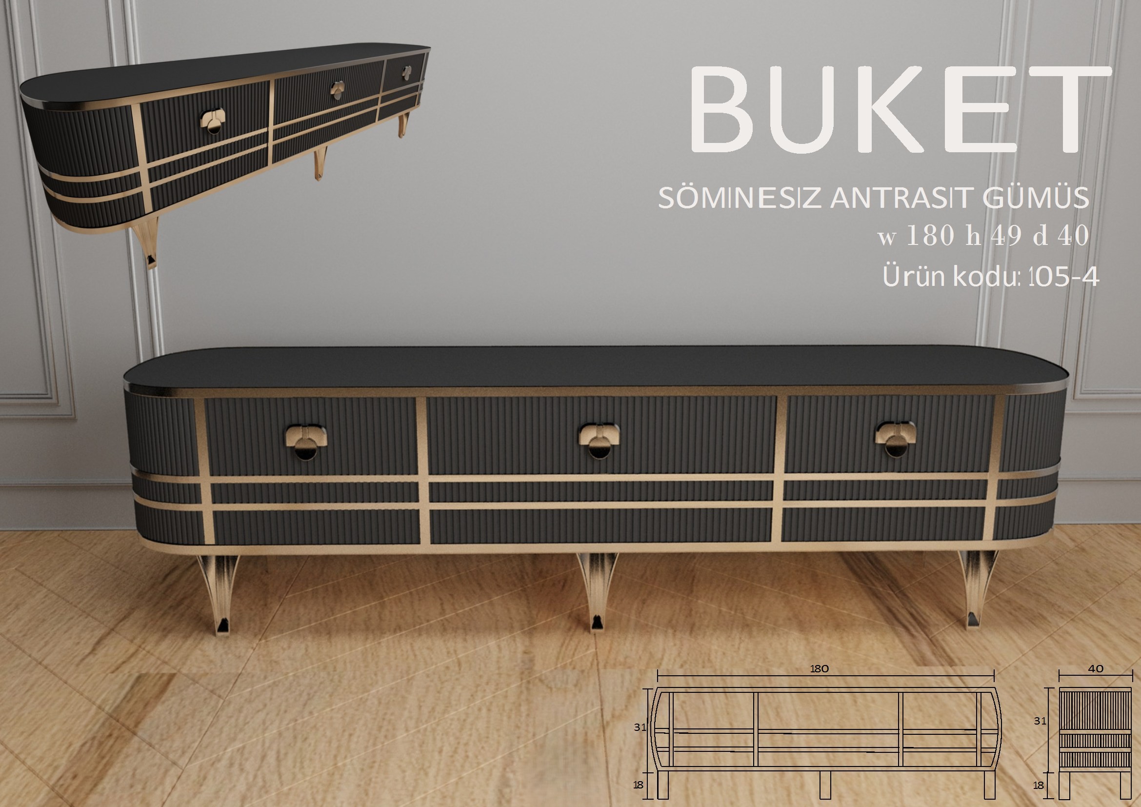 Buket Antrasit Gri Gümüş Ünite Modeli