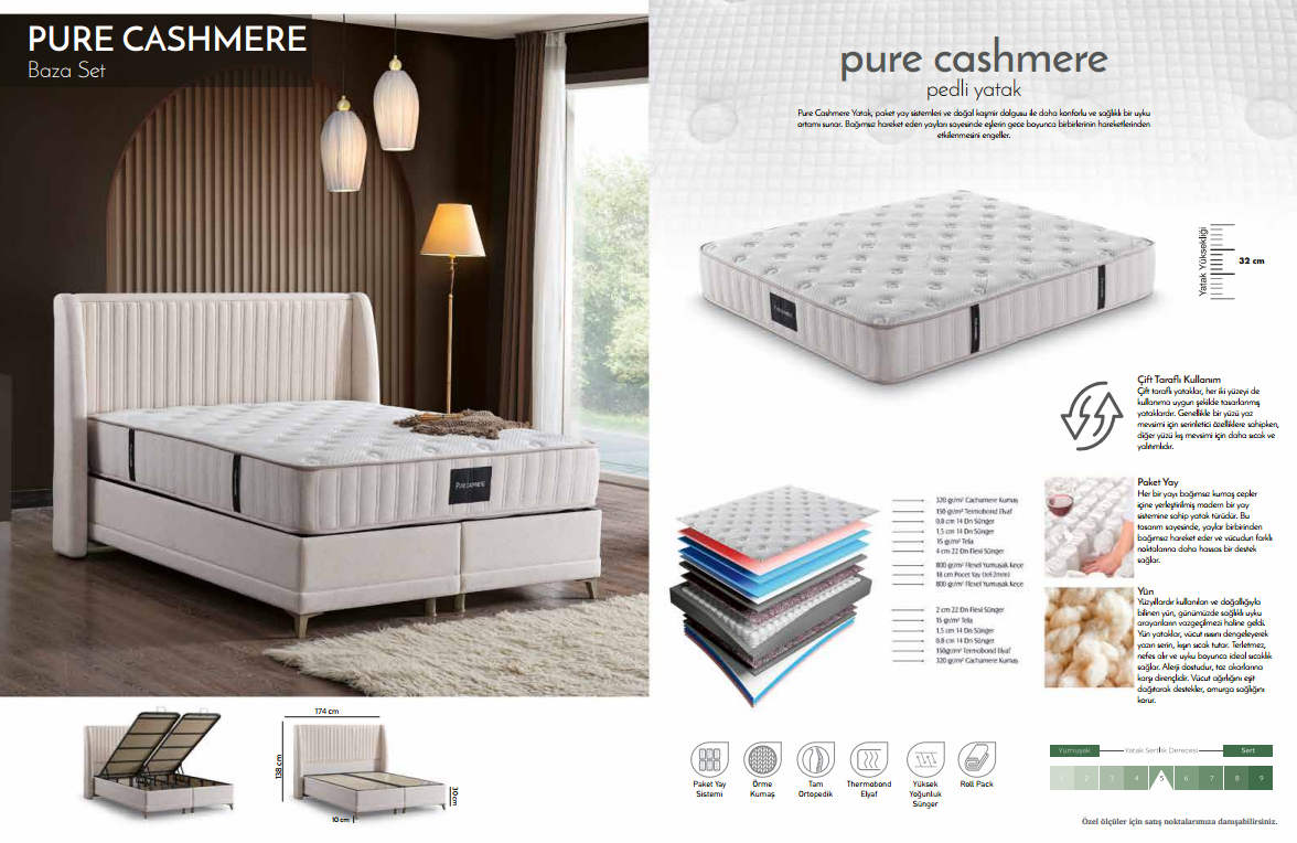 Pure Cashmere Petli Yatak ve Baza